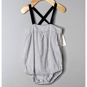 NWT 1+ in the Family Black/White Check Simone Bubble Romper Baby Girls 12 Mo